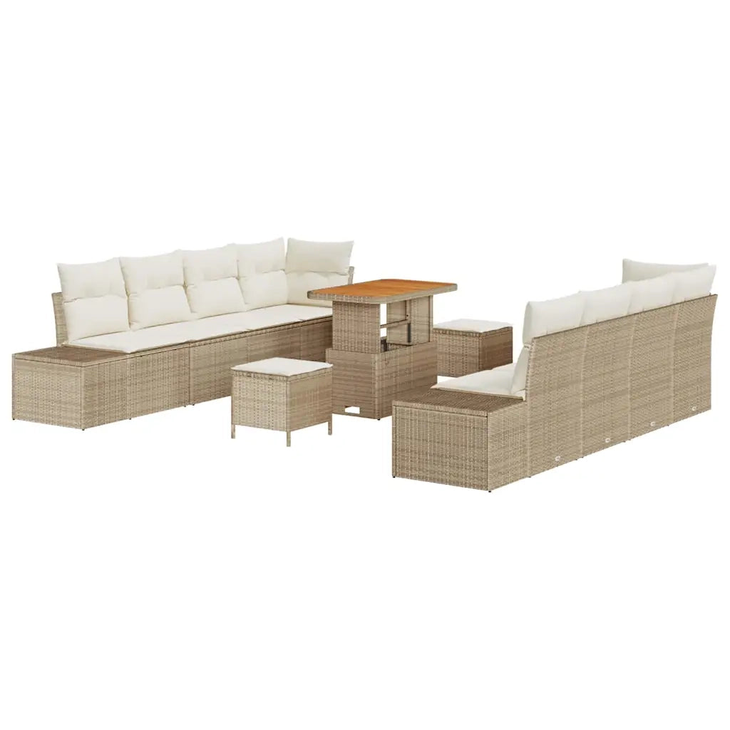Set Divano da Giardino con cuscino 11 pcs Beige polyrattan 3362761