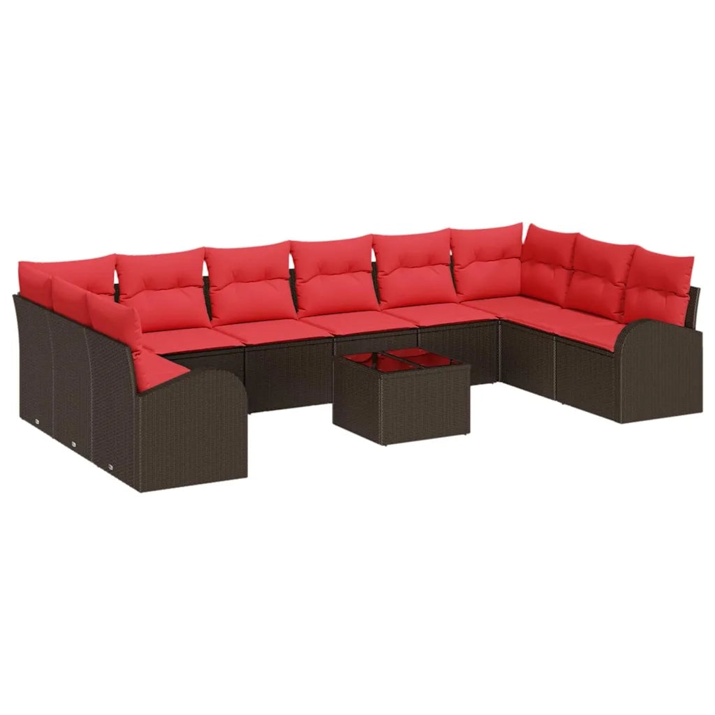 Set di divani con cuscino 11 pcs Marrone polyrattan 3346234