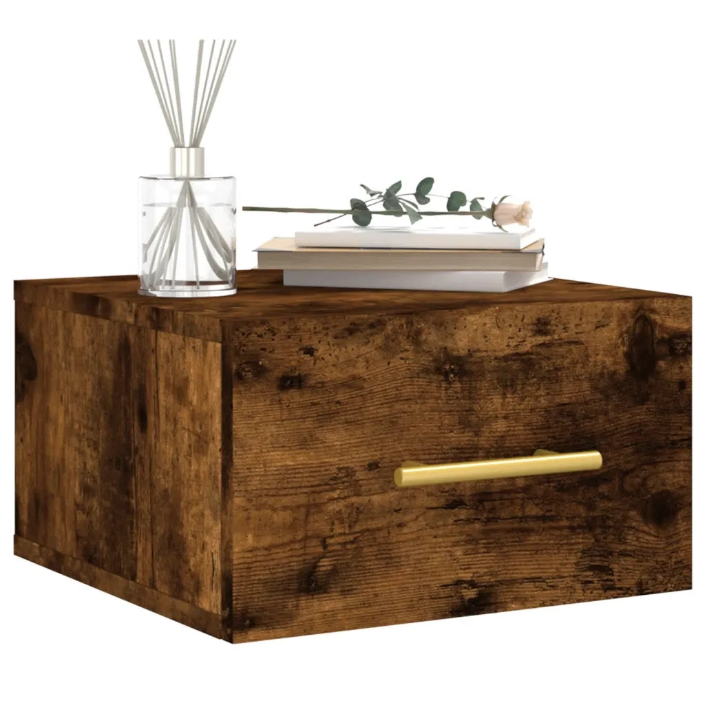 Comodini a Muro 2 pz-Set di 2 Tavolino da notte Rovere Fumo 35x35x20 cm 394740