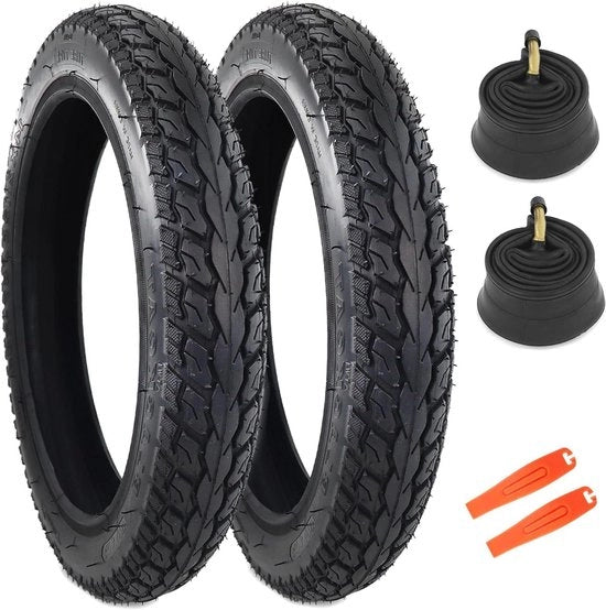 Set di 2 Pneumatici per Bicicletta da 14 pollici con Pneumatici Interni e Luci per Pneumatici