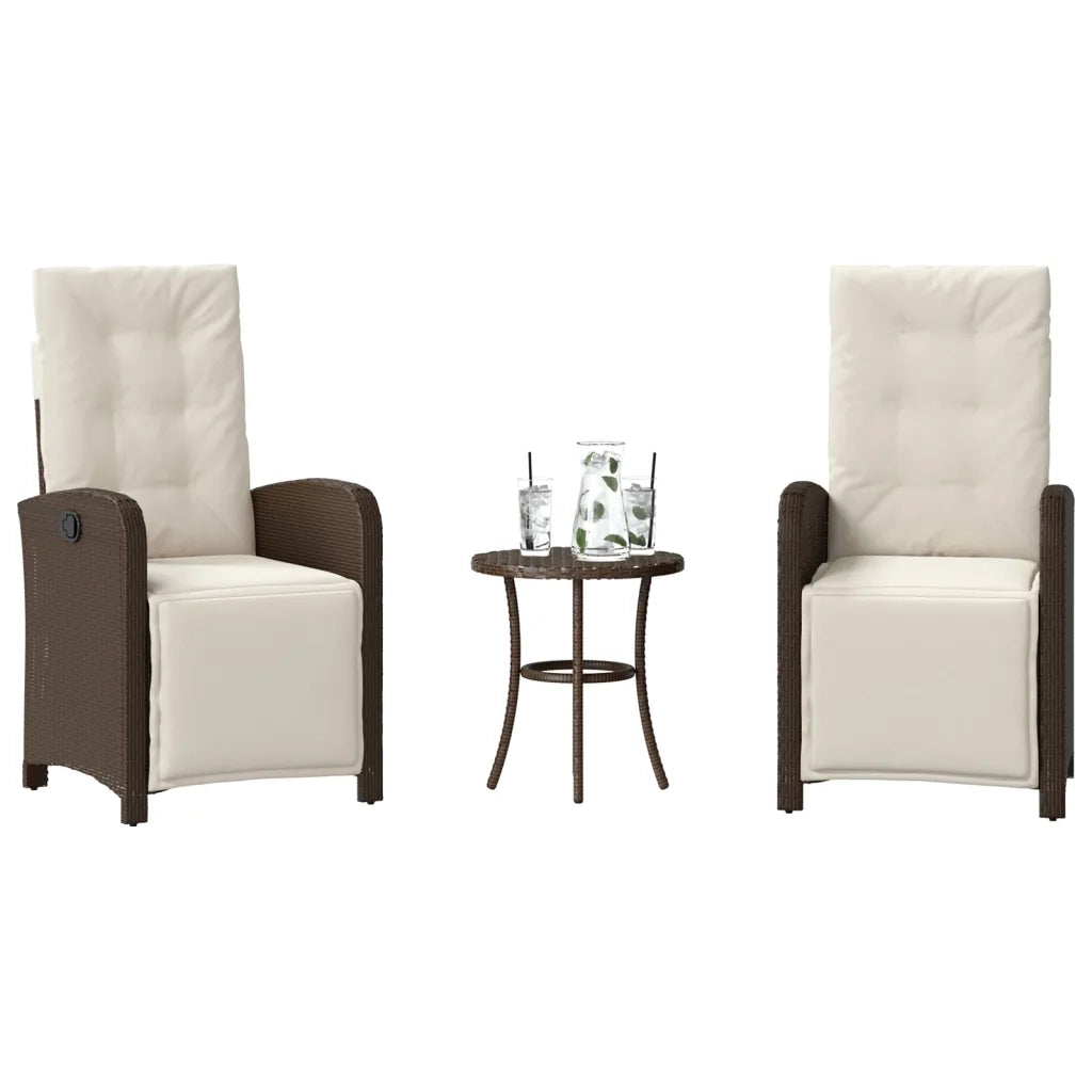 Set Bistrò 3 pz con Cuscini Marrone in Polyrattan 365202