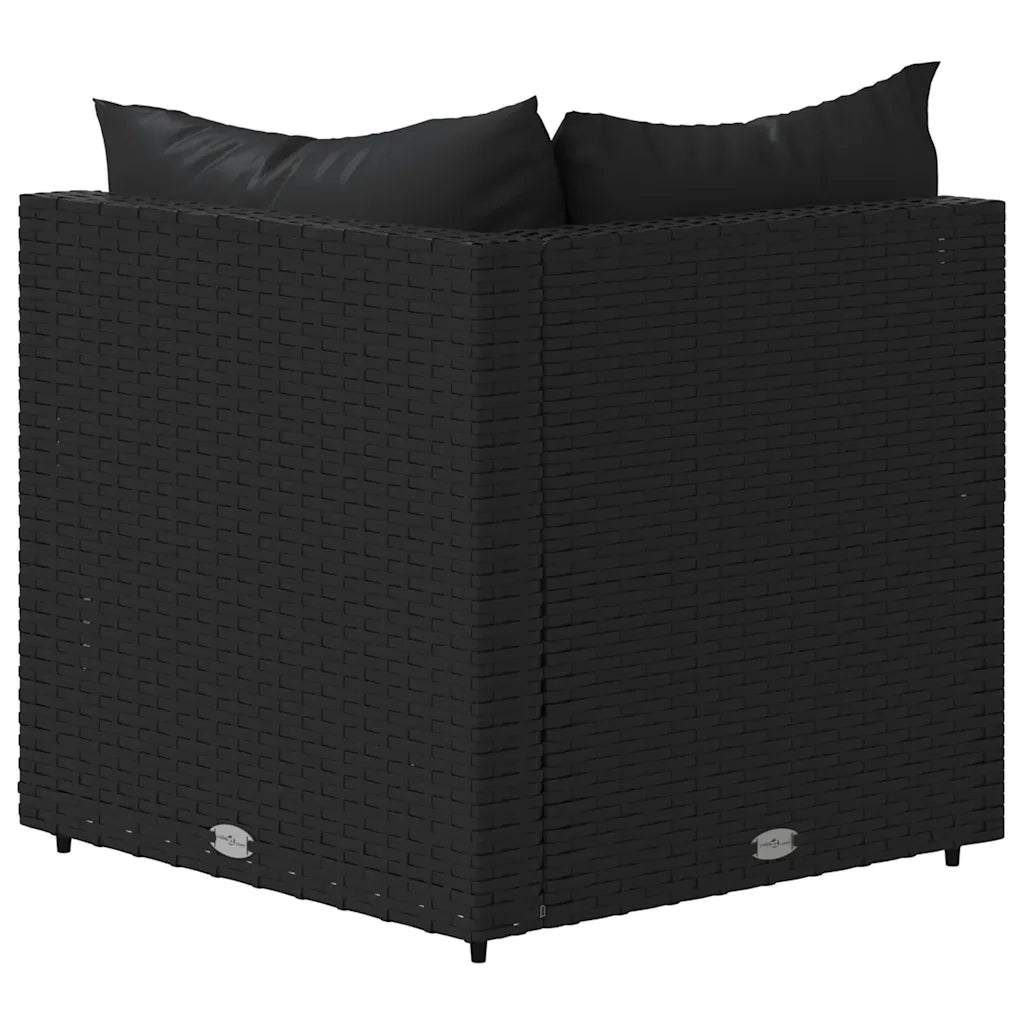 Divani Angolari da Giardino con Cuscini 2pz in Polyrattan Nero 319778