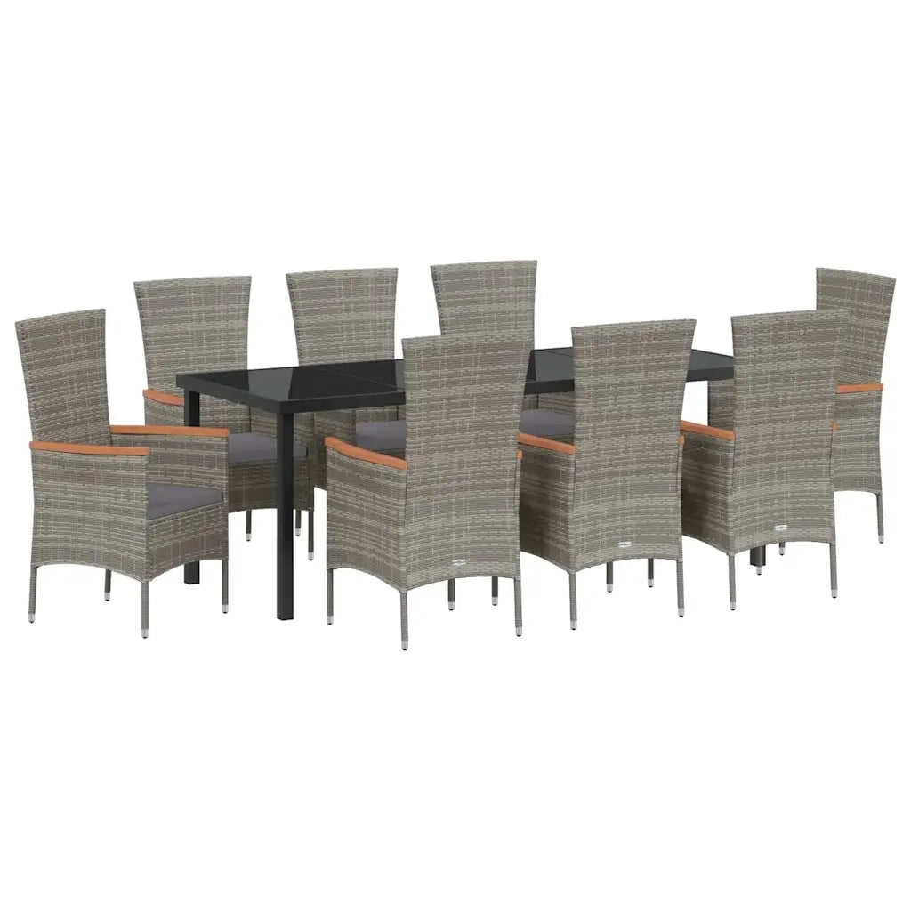 Set da Pranzo per Giardino con cuscino 9 pcs Grigio 3379435