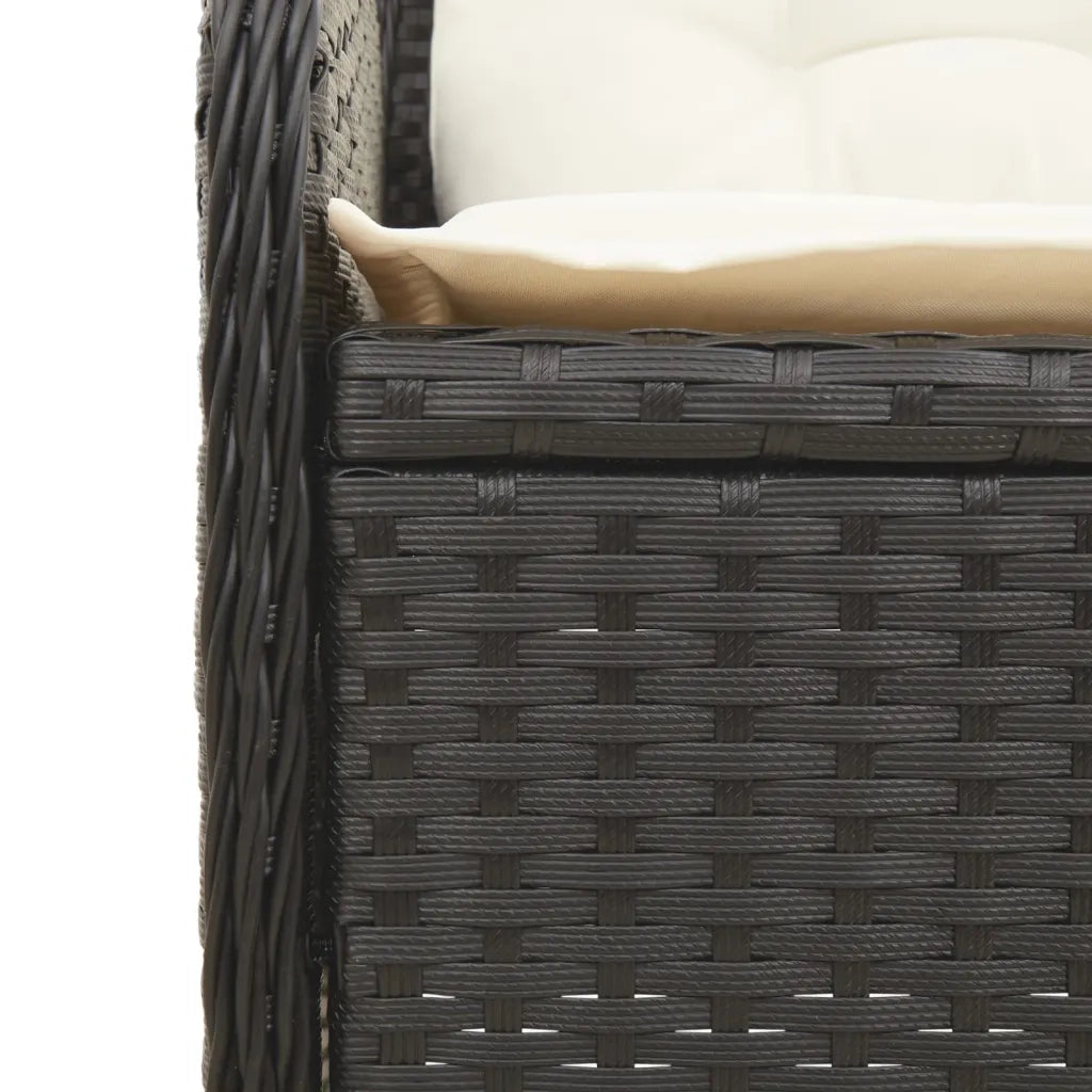 Set Divani da Giardino 3 pz con Cuscini Nero in Polyrattan 3262443