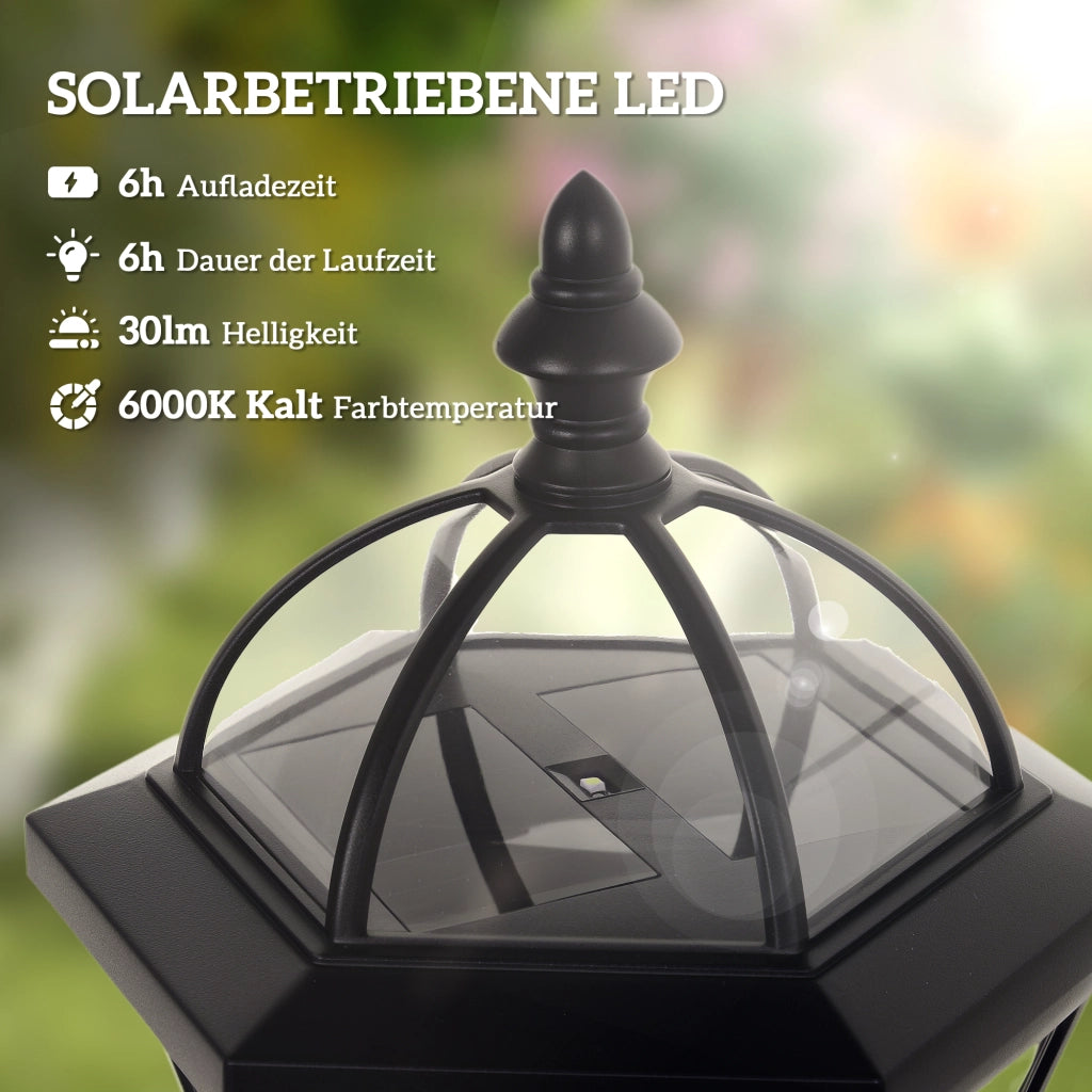 Lampada solare da giardino ¨C zephmum ¨C 2 pezzi, nero, 129 cm