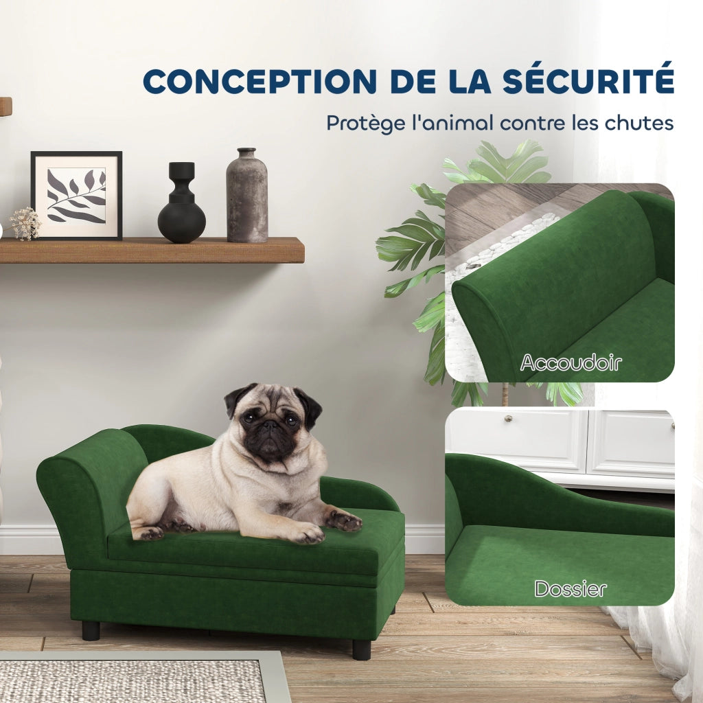 Divano per cani e gatti con cassetto ¨C Minimal ¨C verde 76x45x43 cm
