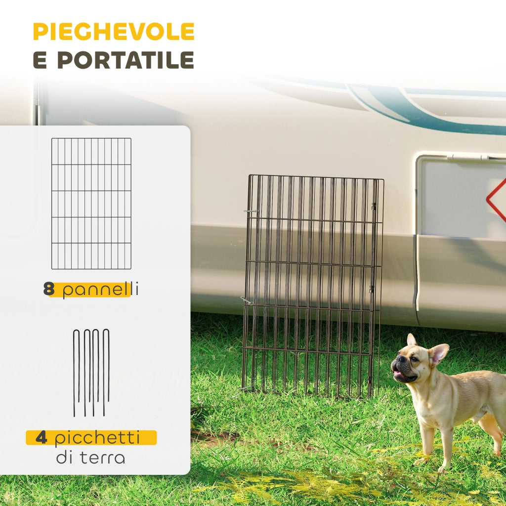 Recinto per Cani Pannelli 50x80 cm Espandibile e Pieghevole in Metallo Nero