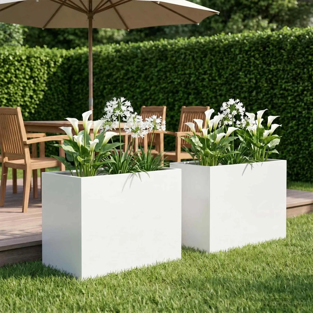 Vaso da giardino 2 pz Bianco 60 x 40 x 50 cm 8005697