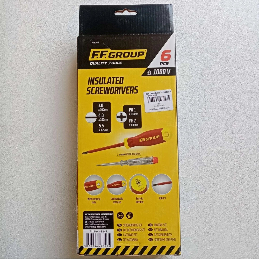 Ff group cacciavite isolato 1000v set da 6pz croce e taglio