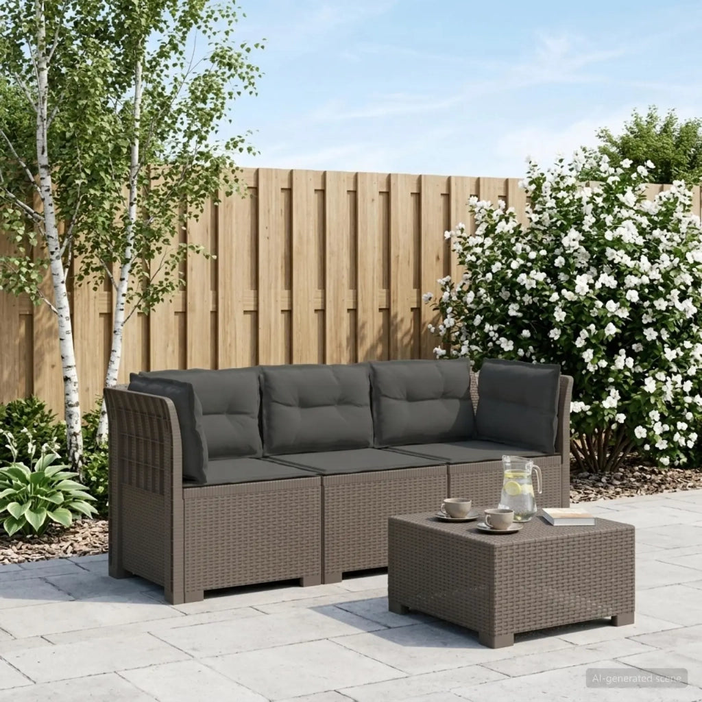 Divano da esterno-Divano da Giardino 3 posti con cuscini in look rattan PP 551785