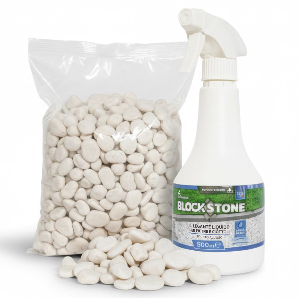 Kit stabilizzazione ciottoli sacco da 5 kg con legante confezione 0,5 l *** misura 40/60, confezione 1