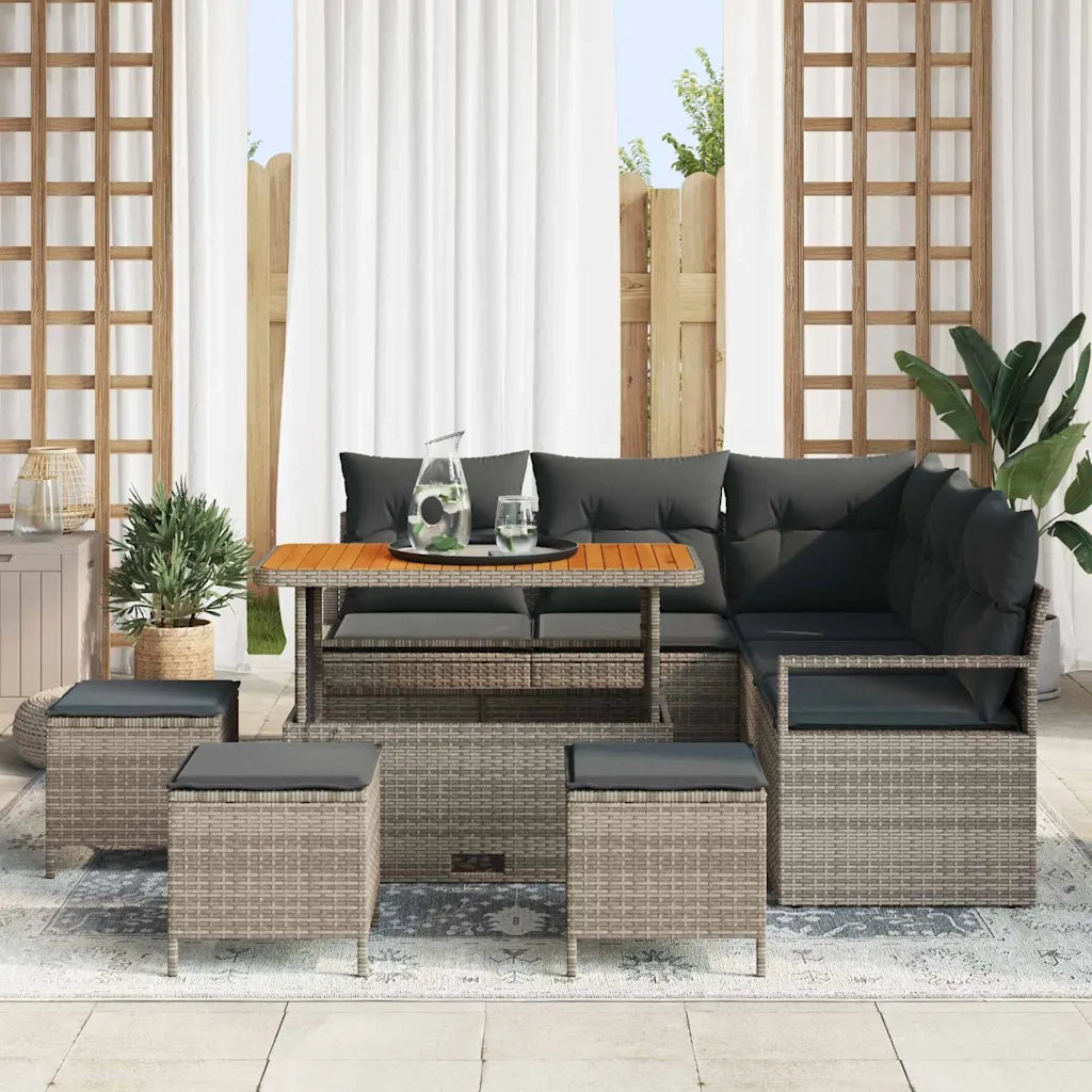 Set Divano da Giardino con cuscino 9 pcs Grigio 3364483