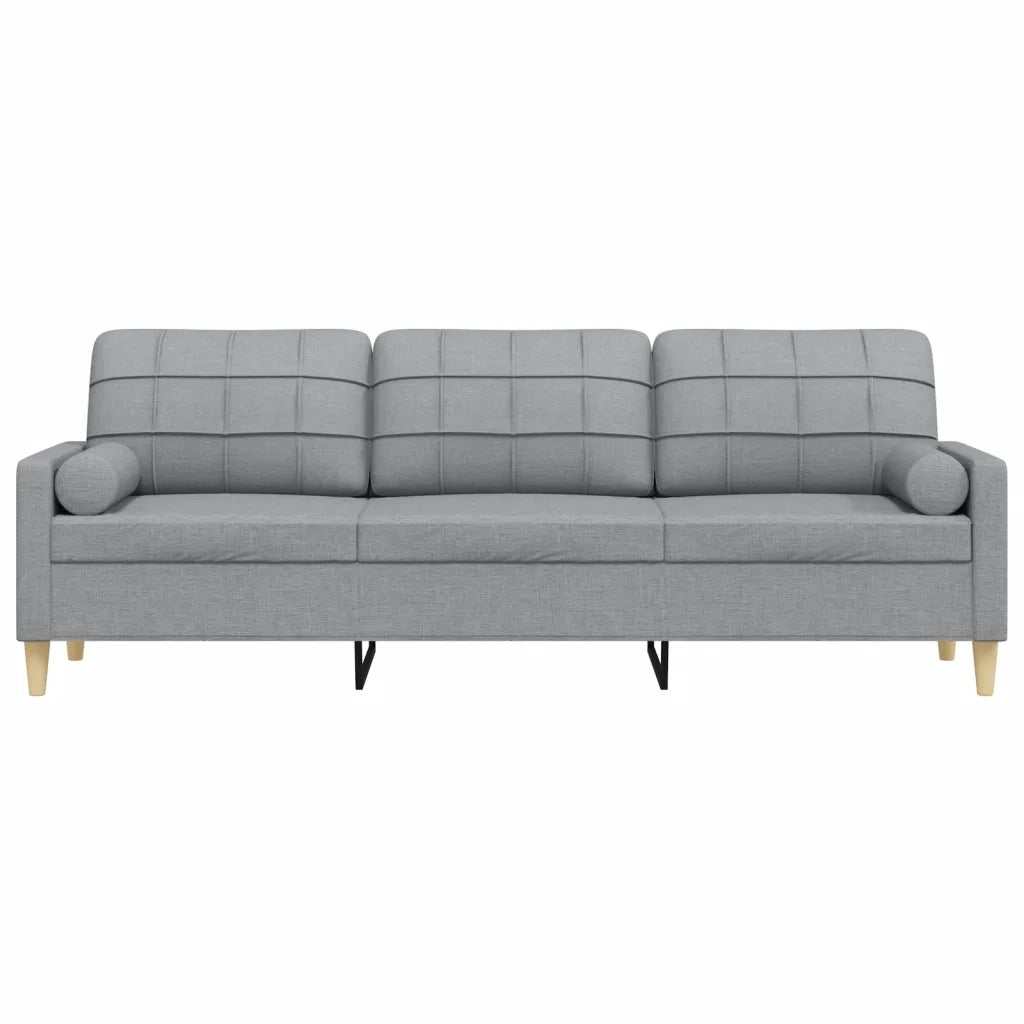 Divano a 3 Posti con Cuscini-Sofa 3 Posti con Cuscini Grigio Chiaro 210 cm in Tessuto