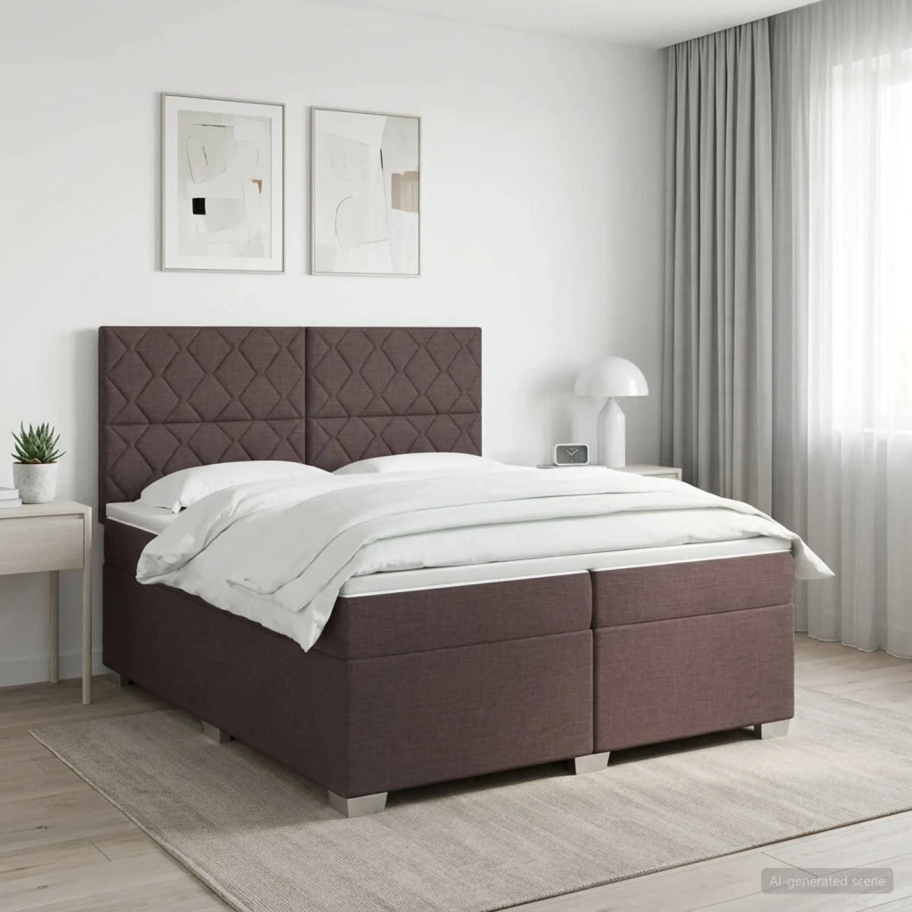 Letto box spring con materasso Marrone Scuro 200 x 200 cm 3453496