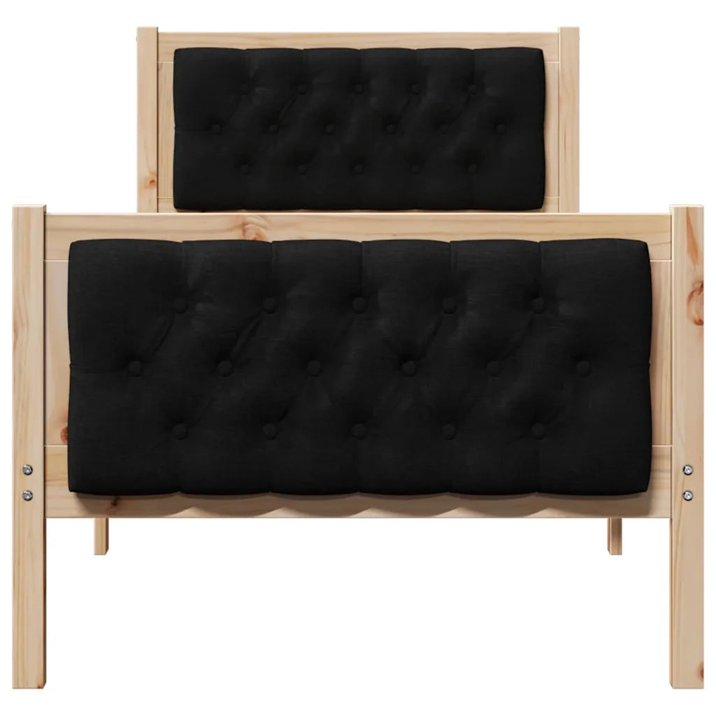 Struttura del letto con testiera Nero 75 x 190 cm Pino massello 878441