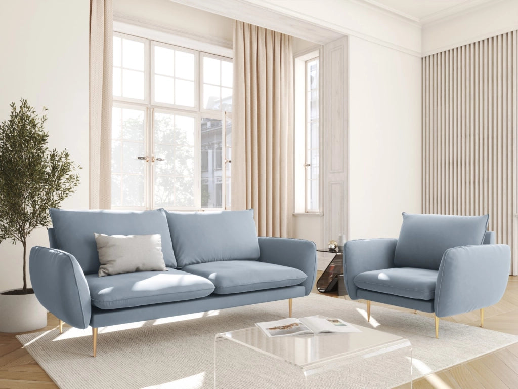Cosmopolitan Design - Divano "Vienna" 2 posti in velluto azzurro 