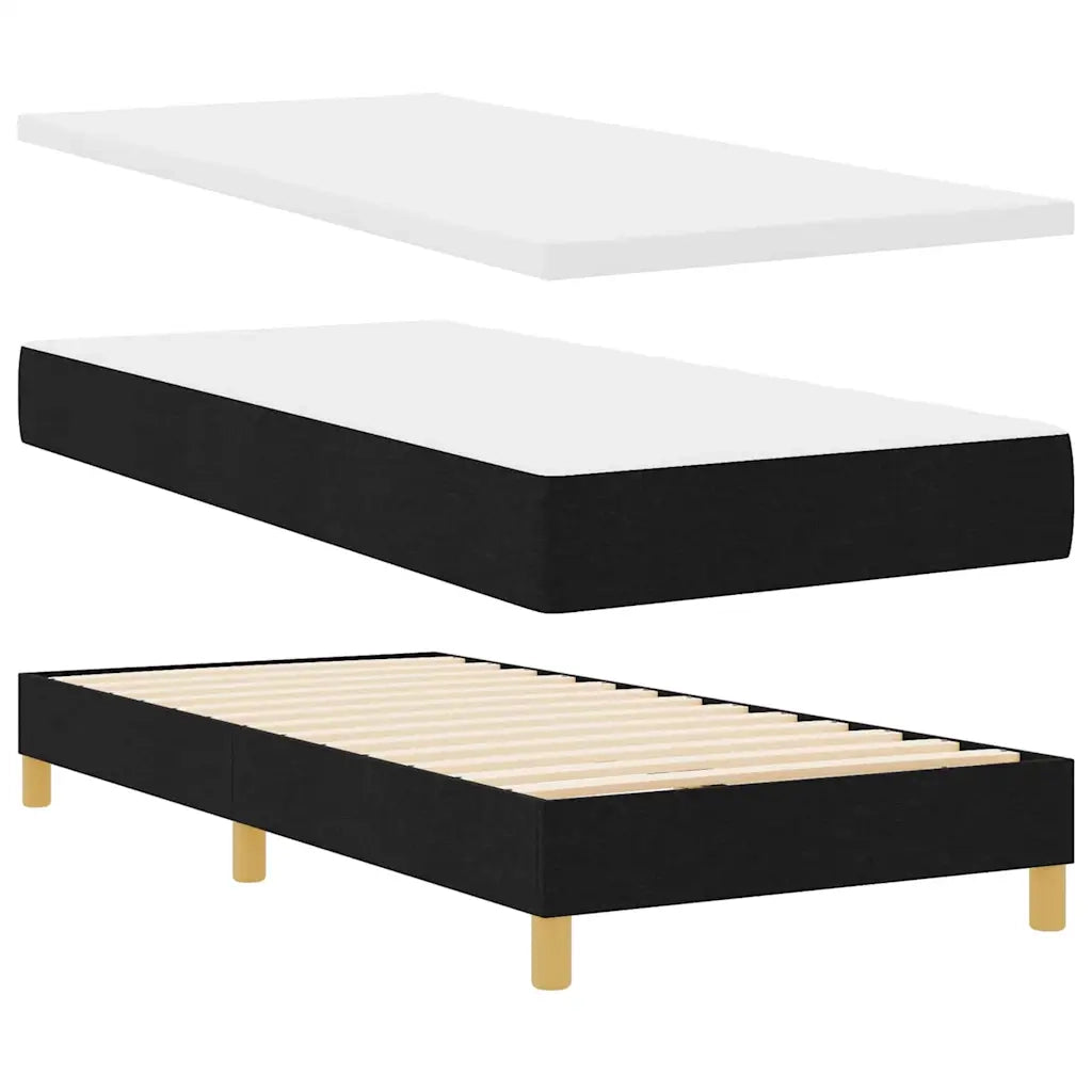 Letto a Sorgente LED con materasso Nero 90 x 200 cm Tessuto