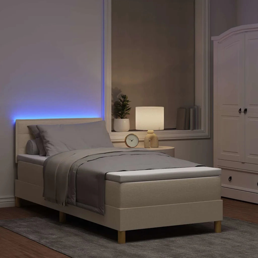 Letto a Sorgente LED con strisce LED Crema 100 x 200 cm Tessuto 3342343