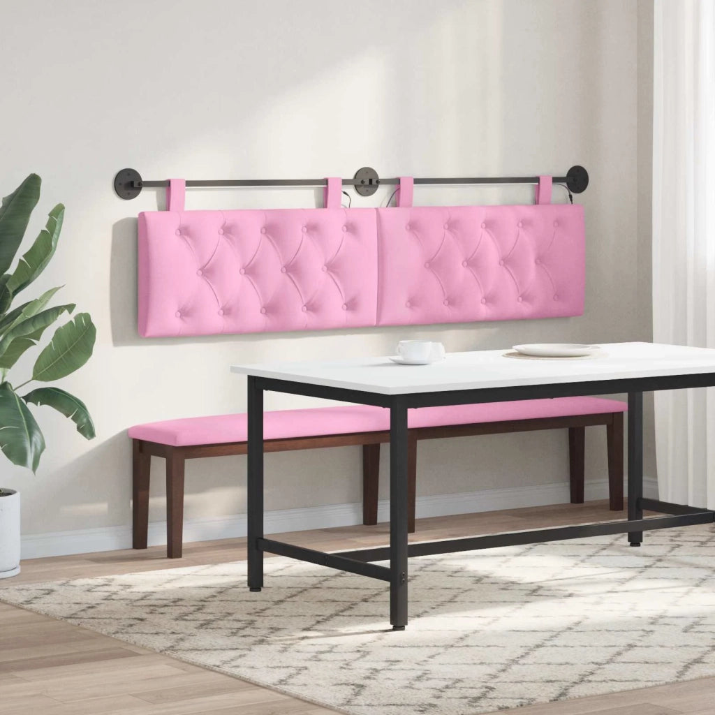 Testiera sospesa Con luce LED Rosa Tessuto 3424691