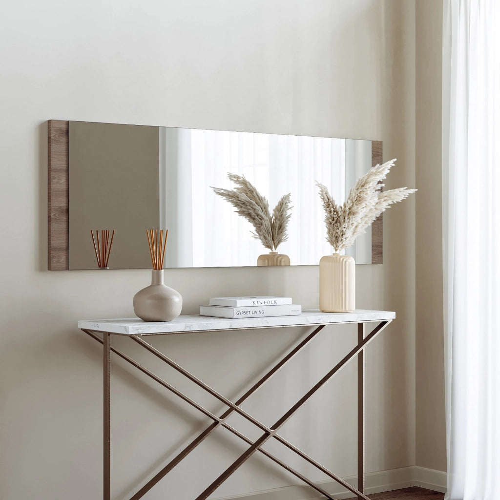 Cengio, Specchio Forma Rettangolare, 120x40h cm Marrone Noce