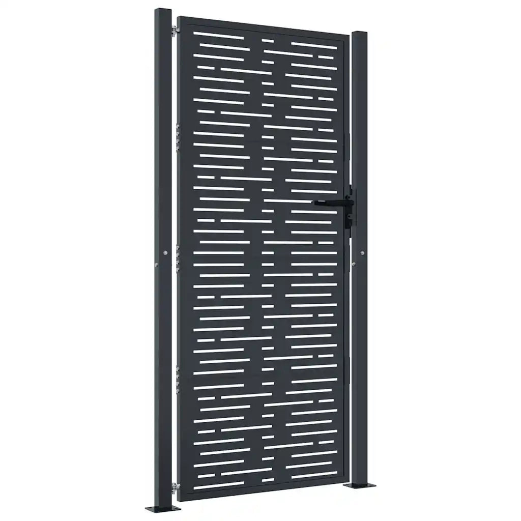 Cancello da giardino antracite 100x175 cm in acciaio design quadrato 153194