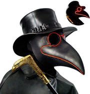 maschera del dottore LED con lunga proboscide becco a forma di uccello Steampunk con illuminazione in nero.