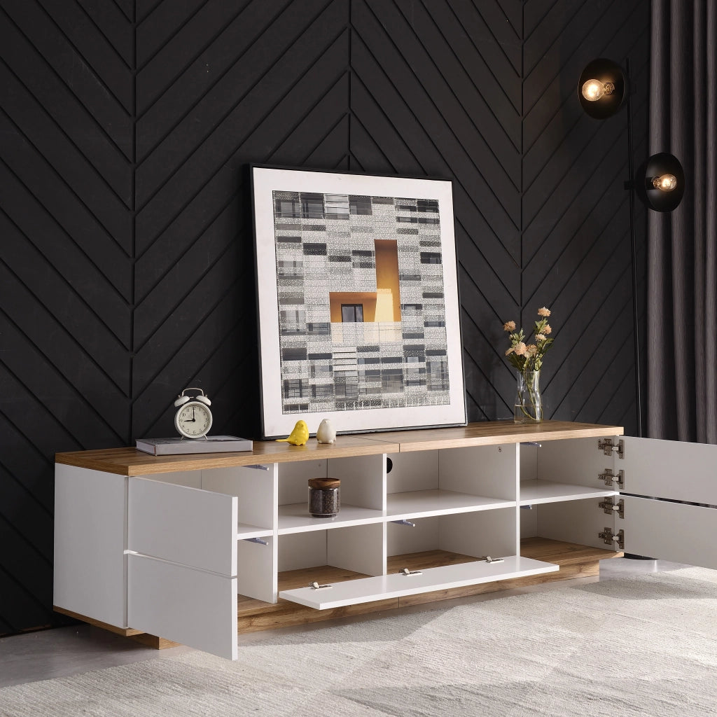 Cassettiera per TV bianca in MDF; 180 cm