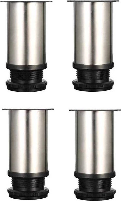 4 pezzi di piedi di tavolo in metallo con gambe regolabili altezza 0-15 mm in acciaio inossidabile con basi in acciaio inossidabile 8 cm con viti in acciaio inossidabile