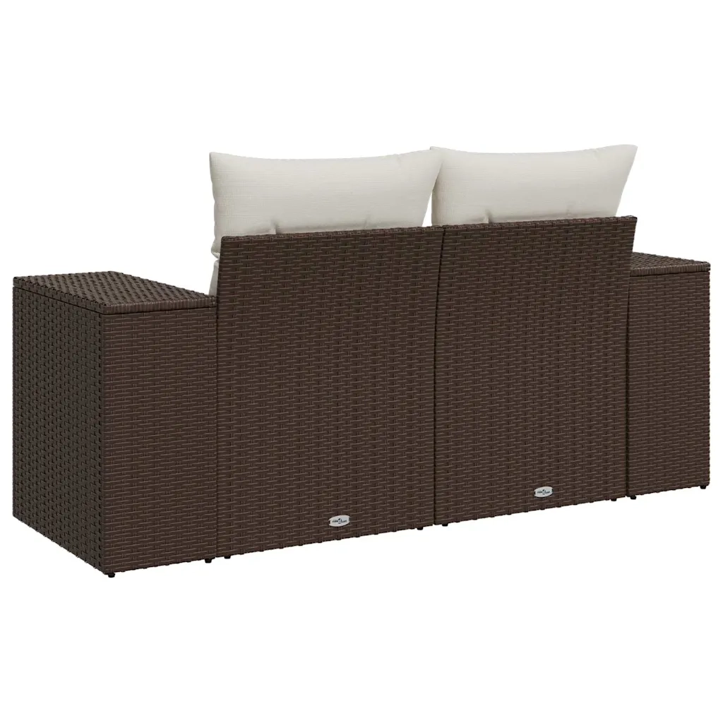 Divano da Giardino a 2 Posti con Cuscini in Polyrattan Marrone 366212