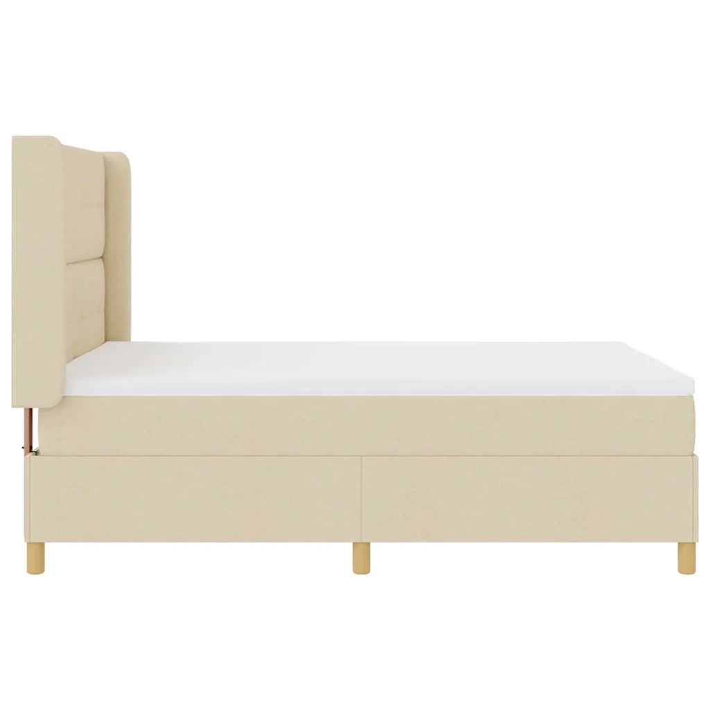Letto a molle con materasso Crema 140 x 190 cm Tessuto