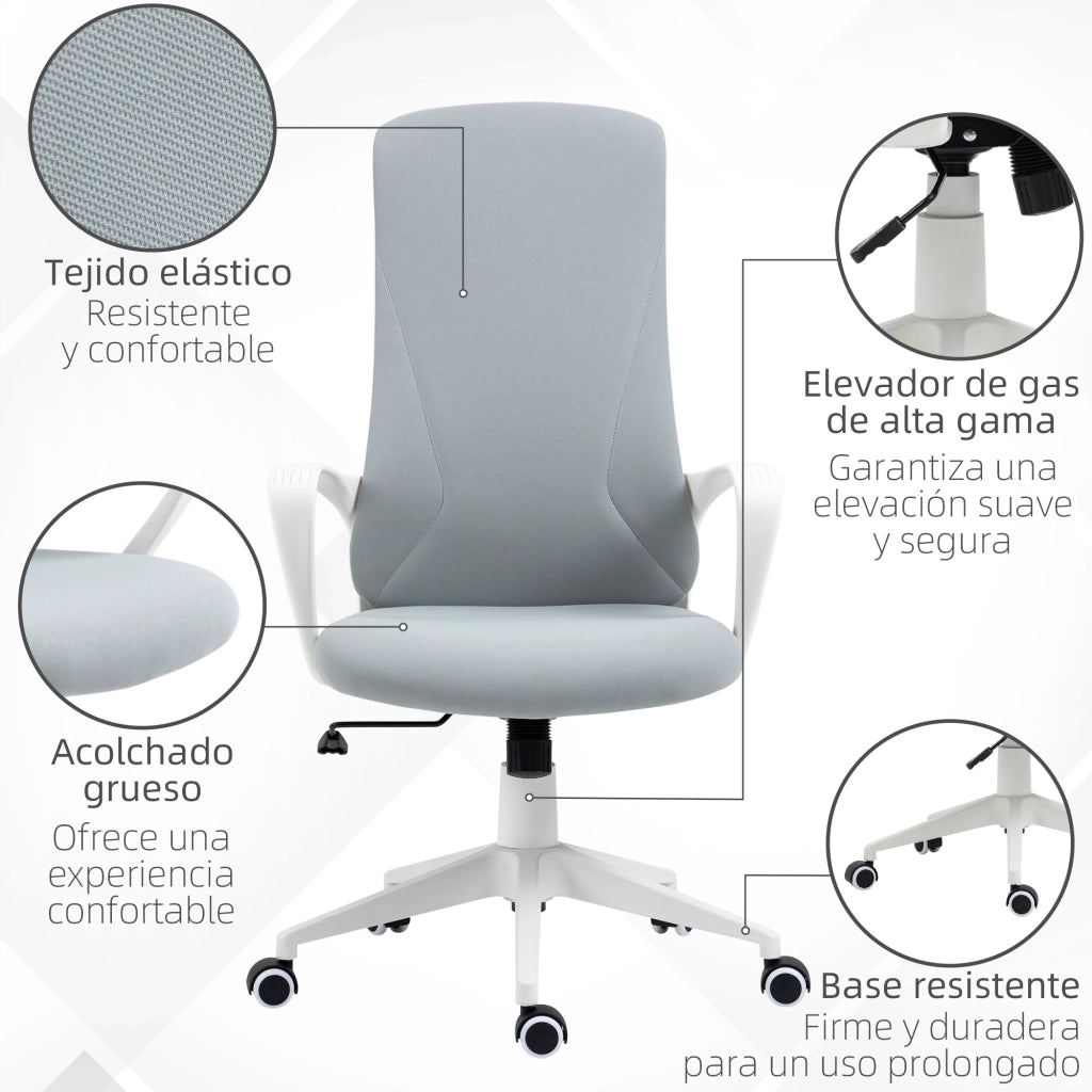 Sedia da Ufficio con Schienale Alto e Braccioli ¨C Minimal ¨C Grigio 62x56x110-119,5cm