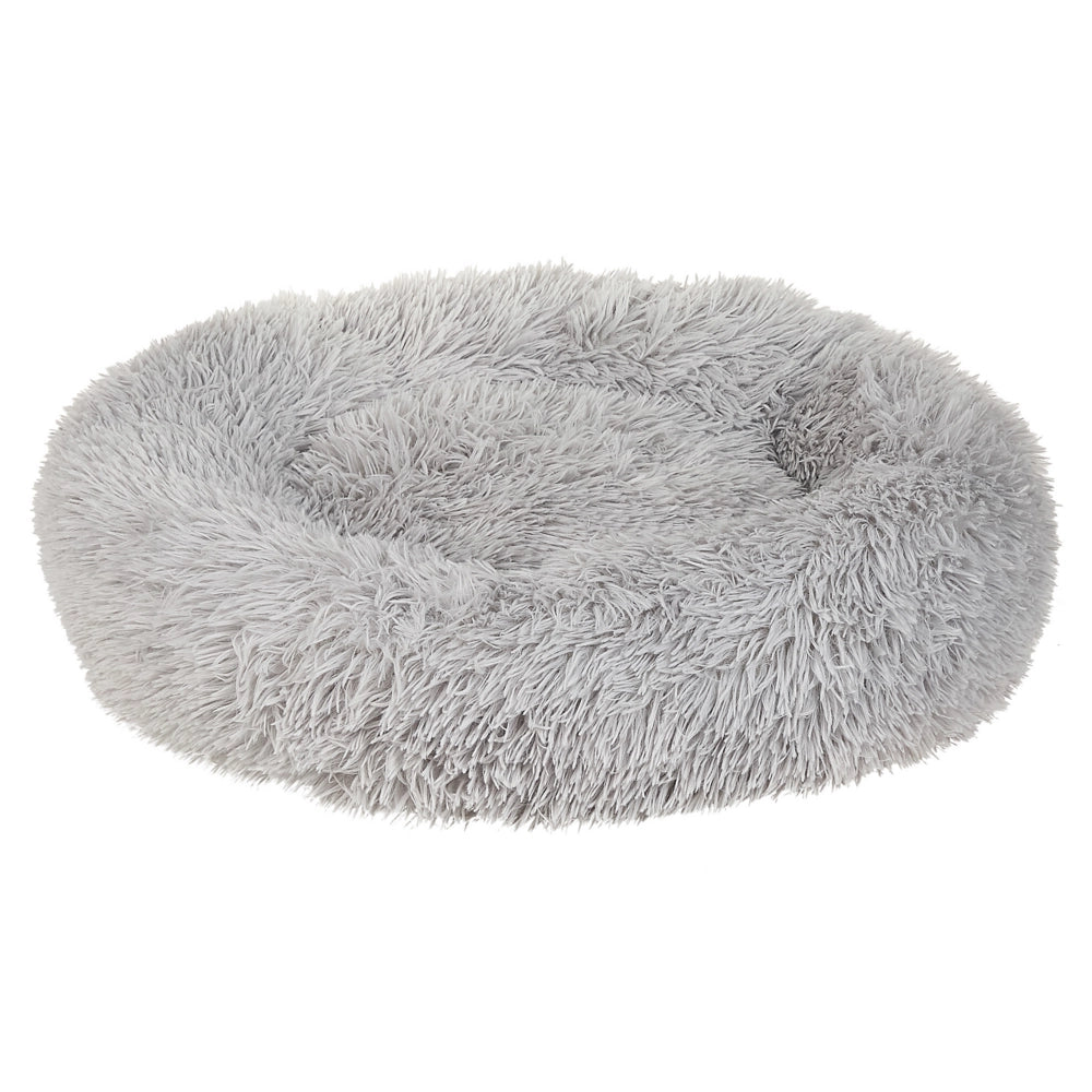 Cuccia per cani pelliccia sintetica grigio chiaro 60 cm cuscino per gatto letto animali rotondo