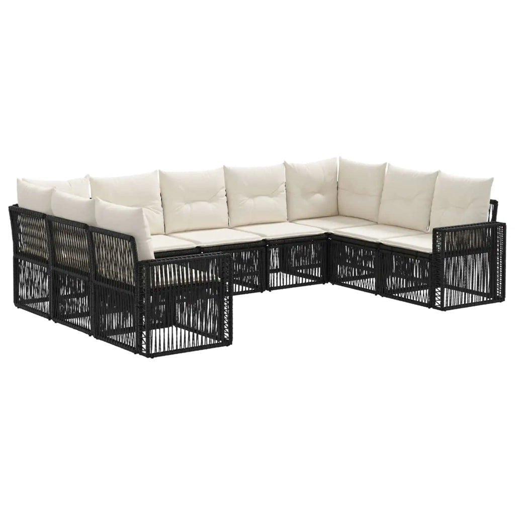 Set Divano da Giardino 9 pz Nero e Bianco Crema polyrattan 3435226