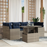 Set Divani da Giardino 7 pz con Cuscini Grigio in Polyrattan 3267131