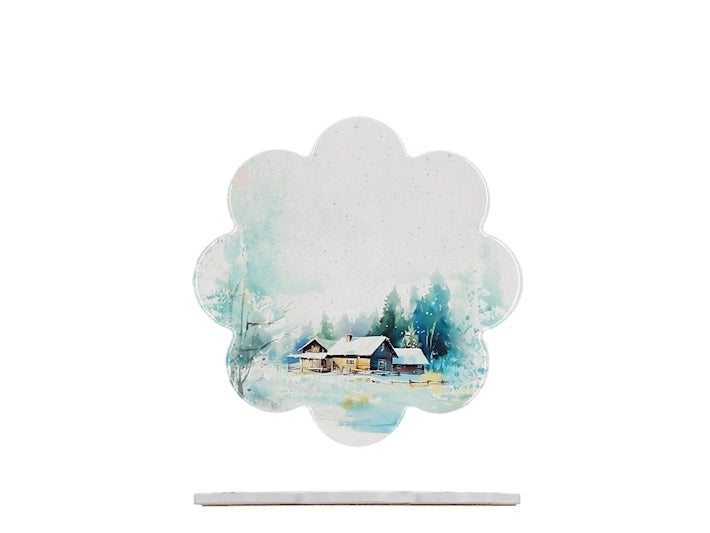Sottopentola in ceramica decorato Case Innevate