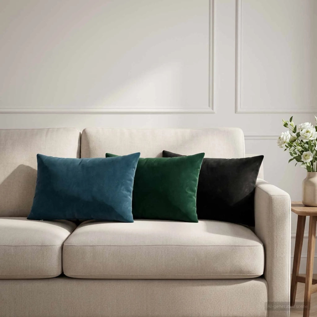 Cuscino con cuscino HEERLEN 2 pz Blu Velluto 924963