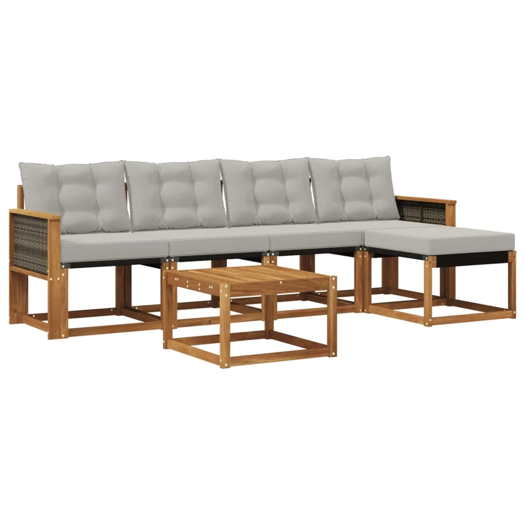 Set di divani da esterno 6 pcs Naturale e Grigio Chiaro 3381899
