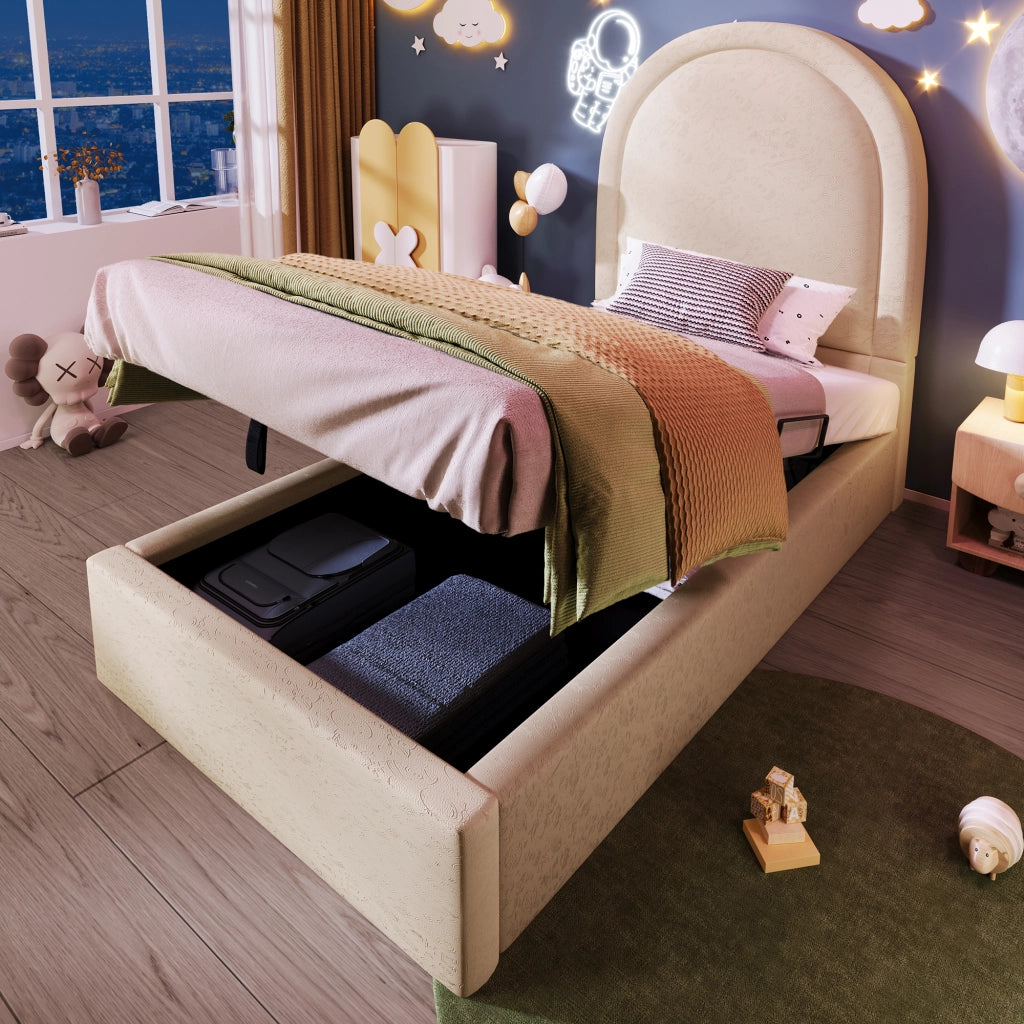 letto imbottito pu beige 90 x 200 cm