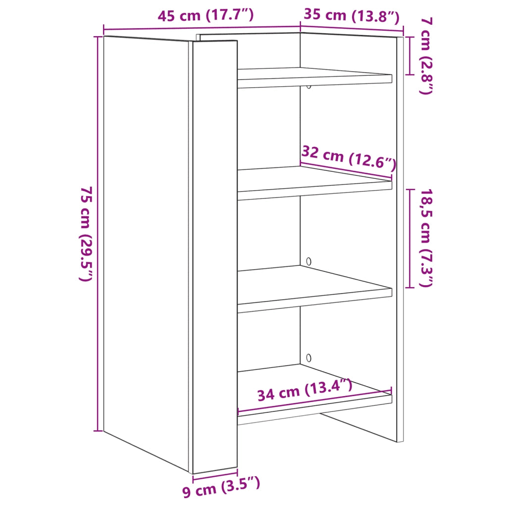 Credenza Nera 45x35x75 cm in Legno Multistrato 848382