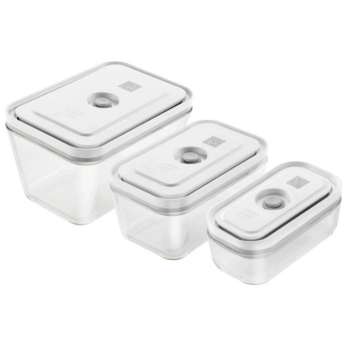 ZWILLING 36803-003-0 FRESH and SAVE Contenitori Sottovuoto in Vetro 3 pezzi S M L colore Grigio Trasparente