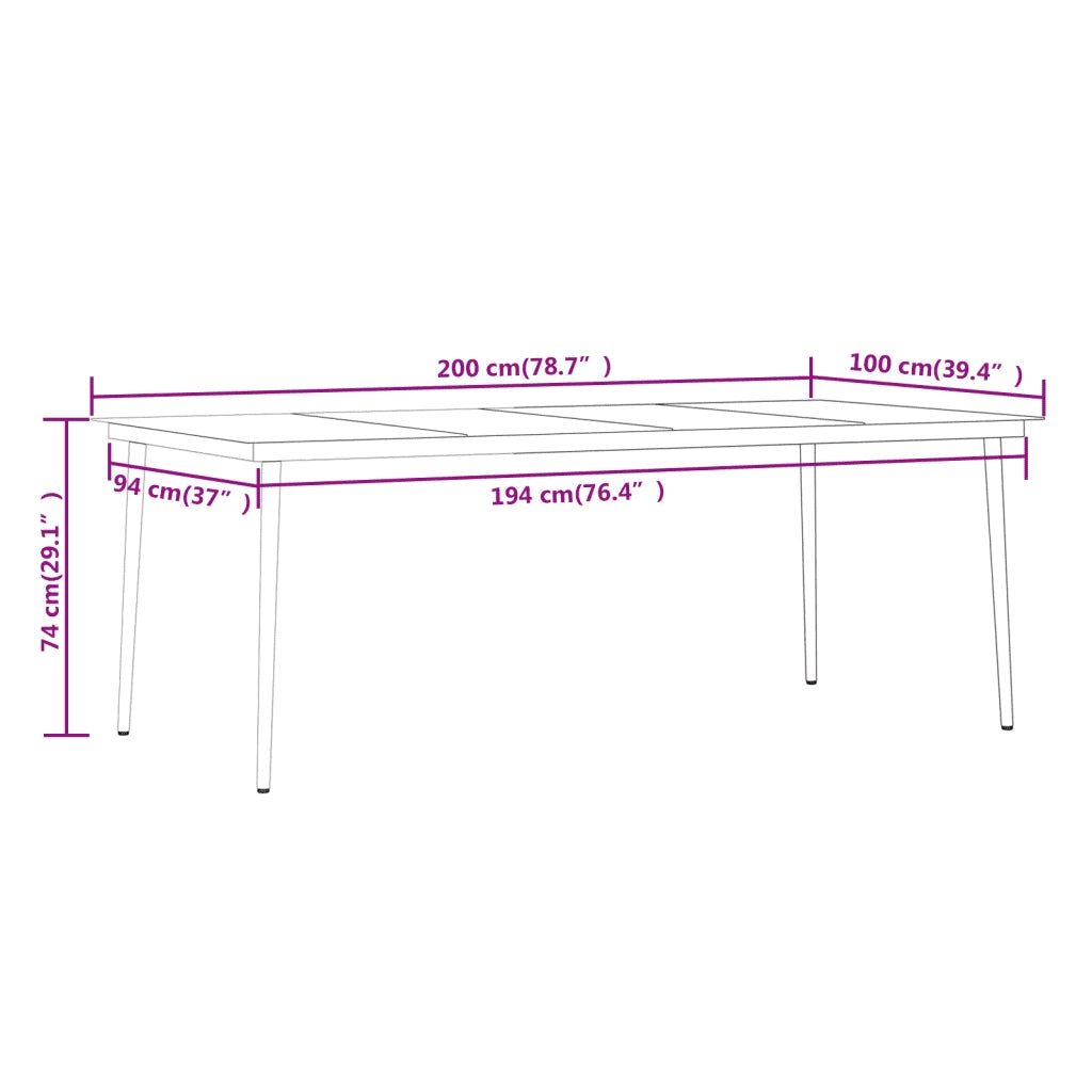 Set da Pranzo da Giardino 7 pz con Cuscini Nero 3099447