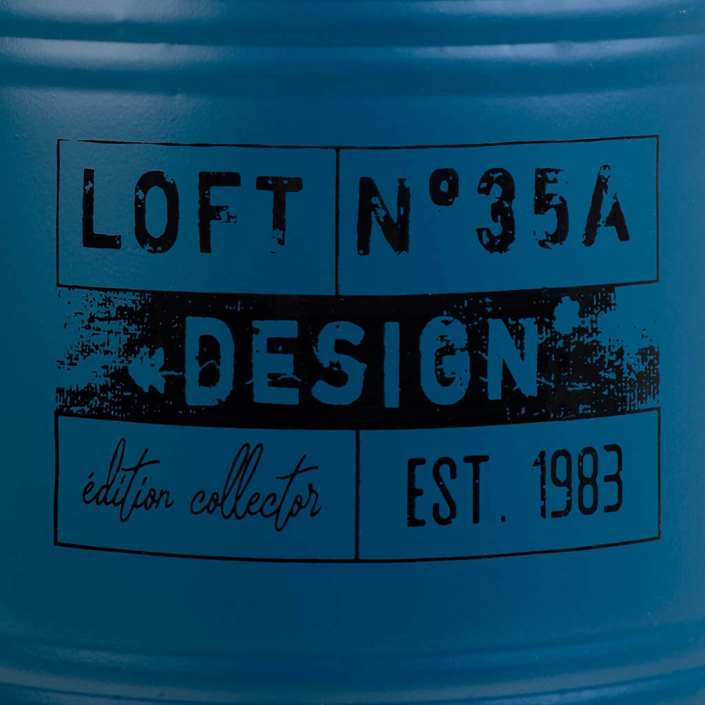 Cesto de ropa de metal impreso azul 35x37h cm