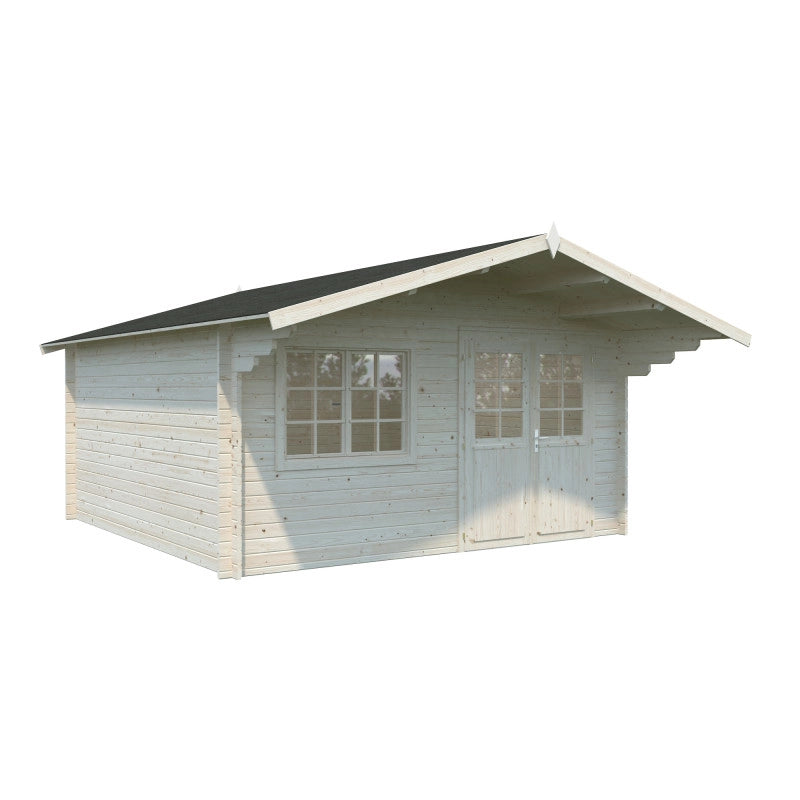 Casetta da giardino in legno 446x446 cm spessore 40 mm con porta doppia e finestra 17,5 m² - Esterni da Vivere