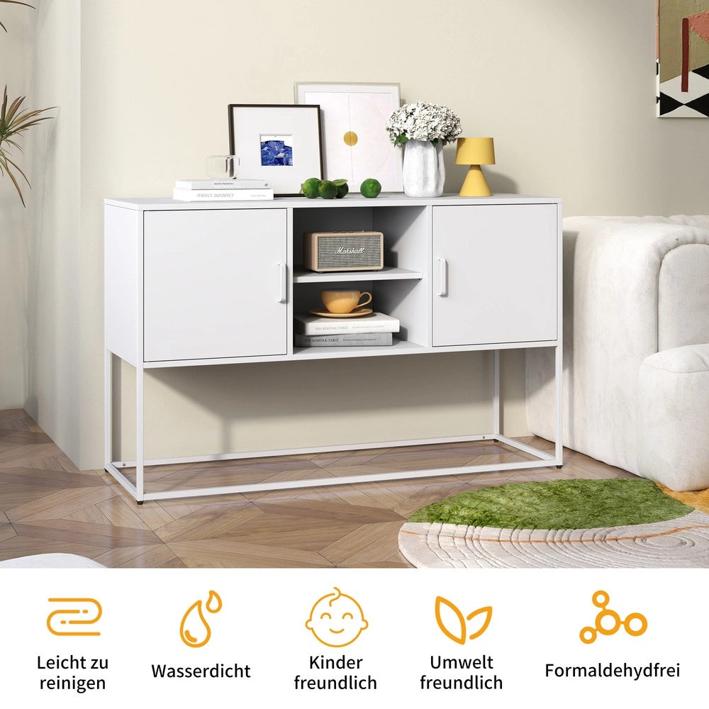 Credenza Buffet con Ante e Ripiani ¨C MINIMAL ¨C Bianco, Metallo, 120x75x40 cm