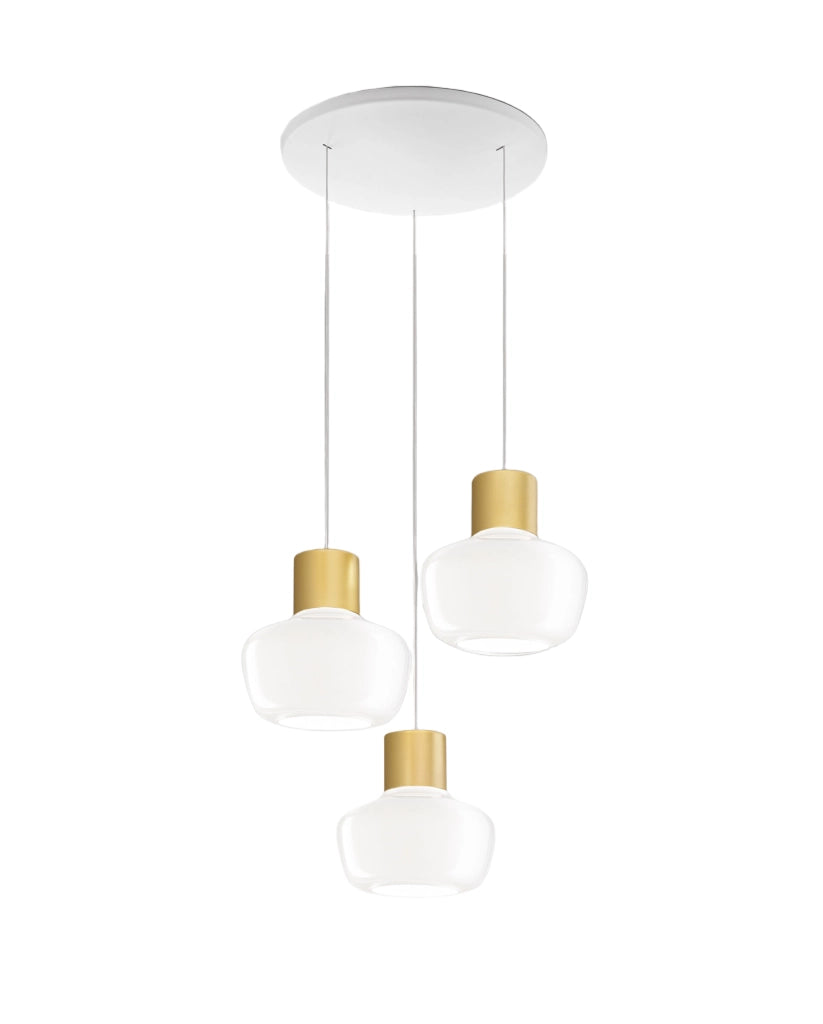 Lampada a Sospensione LED Kino 36W 3900lm 3000K Dimmerabile a step, Struttura in Metallo e Vetro Borosilicato, Bianco - Kino