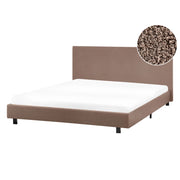 Letto matrimoniale imbottito bouclé marrone 140 x 200 cm con rete e testata