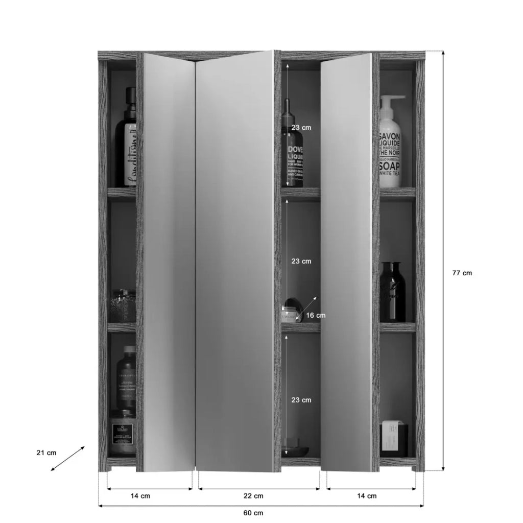 Set di mobili da bagno WILLIAM – Grigio scuro e bianco – 110x191x34 cm