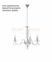 LAMPADARIO CHERUBINI 3 LUCI TORTORA E CROMO ATTACCO E14 D.60CM