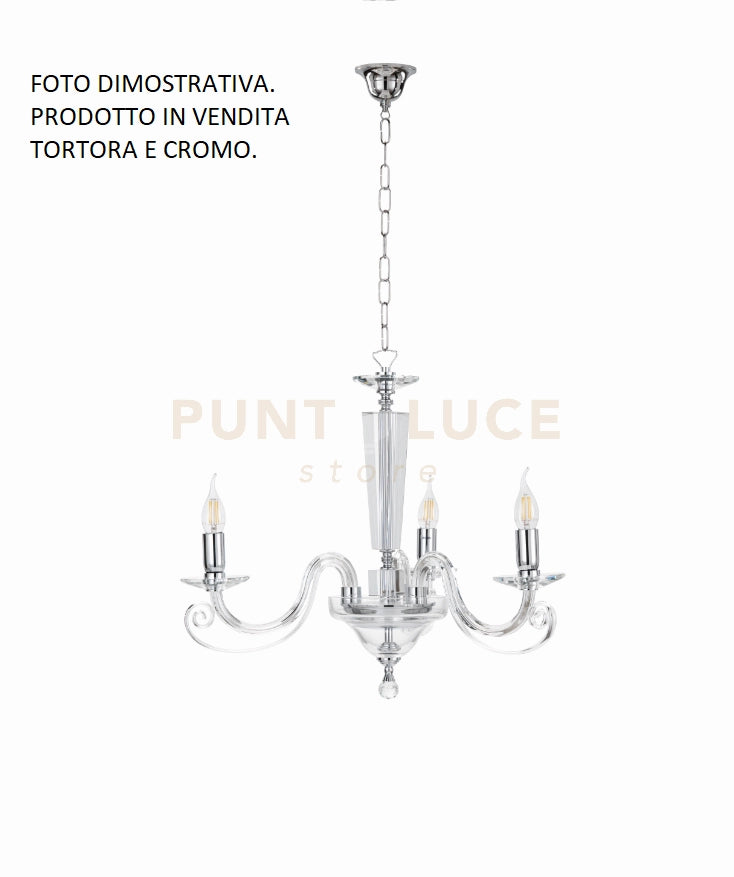 LAMPADARIO CHERUBINI 3 LUCI TORTORA E CROMO ATTACCO E14 D.60CM