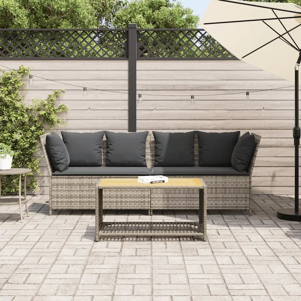 Divano da Giardino con Cuscini in Polyrattan Grigio Chiaro 4104127